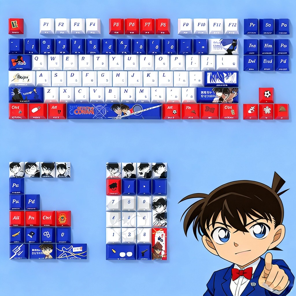 ปุ่มกดนักสืบโคนัน ปุ่มกดแกะสลักสองด้าน PBT Dye-Sublimation