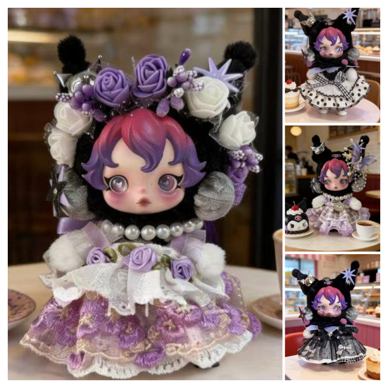 SKULLPANDA Kuromi จี้ตุ๊กตาแฟชั่น Mystery Dress เสื้อผ้า sp Kuromi เสื้อผ้าเด็กตุ๊กตาเสื้อผ้าอุปกรณ์เสริมตุ๊กตาการ์ตูนแต่งตัวเปลี่ยนของขวัญ