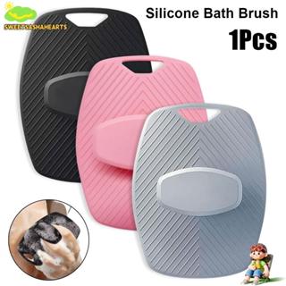 SWEE แปรงขัดผิวซิลิโคน 1 ชิ้น, แปรงอาบน้ํานวดอ่อนโยนสีดําสีเ…