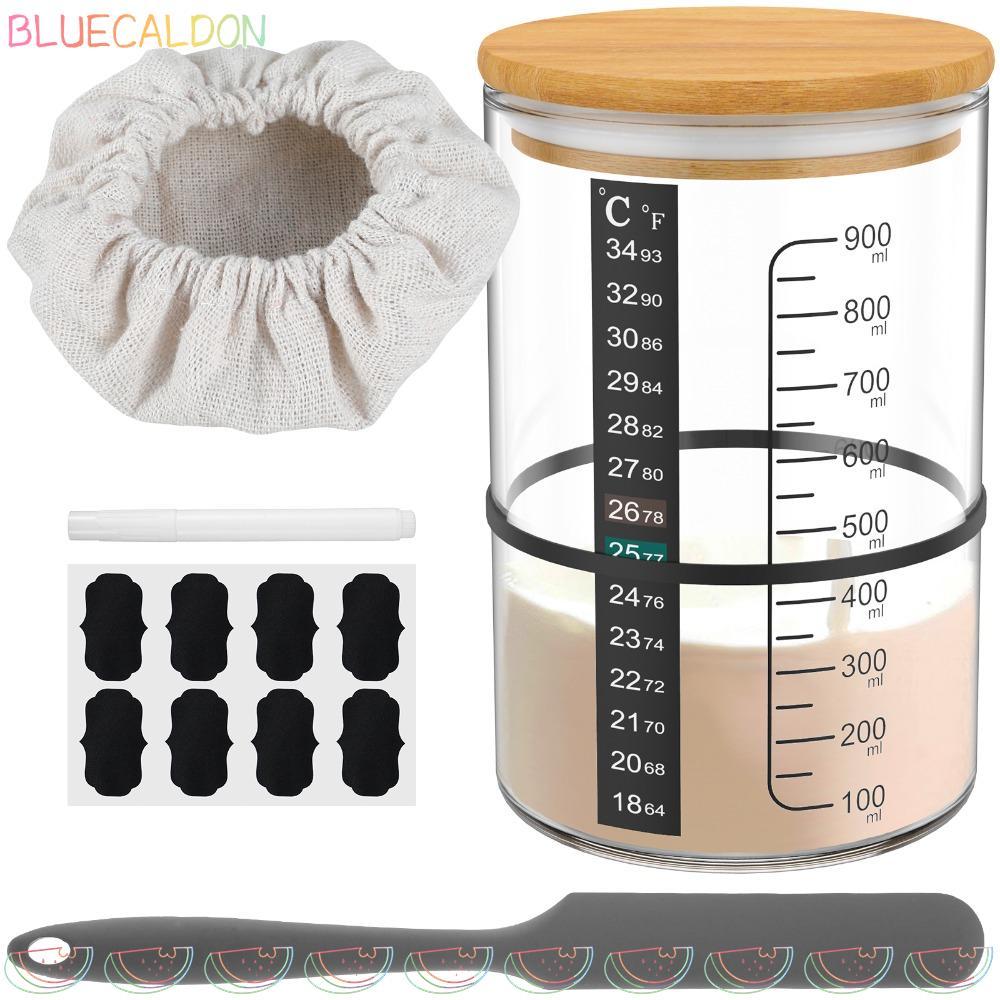 BLUECALDON Sourdough Starter Jar Kit, 900ml เก็บอาหาร Sourdough Starter Container, นํากลับมาใช้ใหม่ป