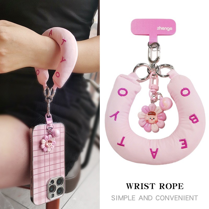 แฟชั่นใหม่โทรศัพท์มือถือเชือกเส้นเล็กสุภาพสตรีข้อมือเชือกขนาดใหญ่ลําไส้กํามะหยี่แหวนสั้นกลางแจ้งสีเชือกเส้นเล็ก