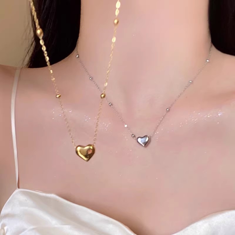 Roselife สร้อยคอมินิชอกเกอร์สไตล์เกาหลีย้อนยุค ลูกปัดหัวใจโซ่CHAIN เครื่องประดับสำหรับสวมใส่ทุกวัน
