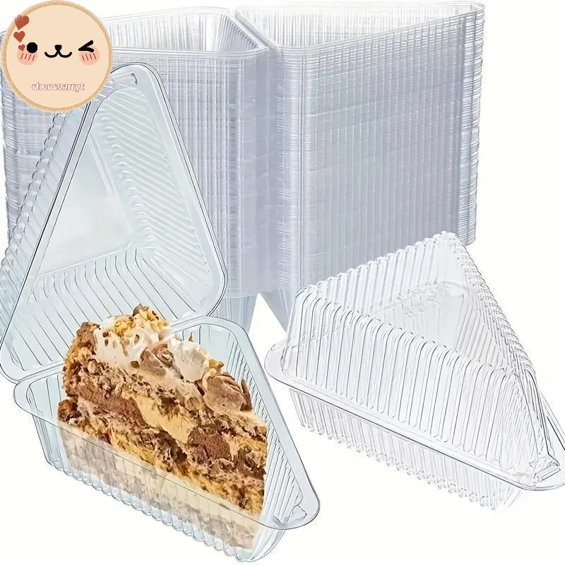 Chee 50/100 ชิ้นเค้ก Slice คอนเทนเนอร์สามเหลี่ยมใสกล่องขนมอาหารกล่องบรรจุภัณฑ์ Stackable ผู้ถือแซนวิชสําหรับเค้กผลไม้ EN