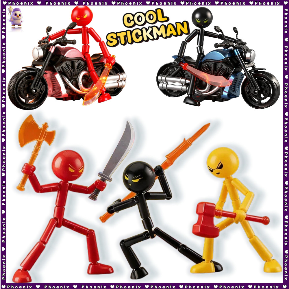 Cool Matchstick Man รูปการกระทำหลายร่วม,Stickman เคลื่อนย้ายได้ ของเล่น - บล็อกปริศนาประกอบ DIY,หุ่นยนต์ 13 Stickman ของเล่นเคลื่อนย้ายได้สําหรับของขวัญเด็ก