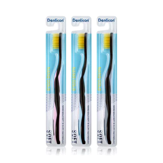 Denticon Toothbrush Nano Gold Soft & Slim [Random Color] 3pcs เดนติคอน แปรงสีฟันขนแปรงทองคำ.