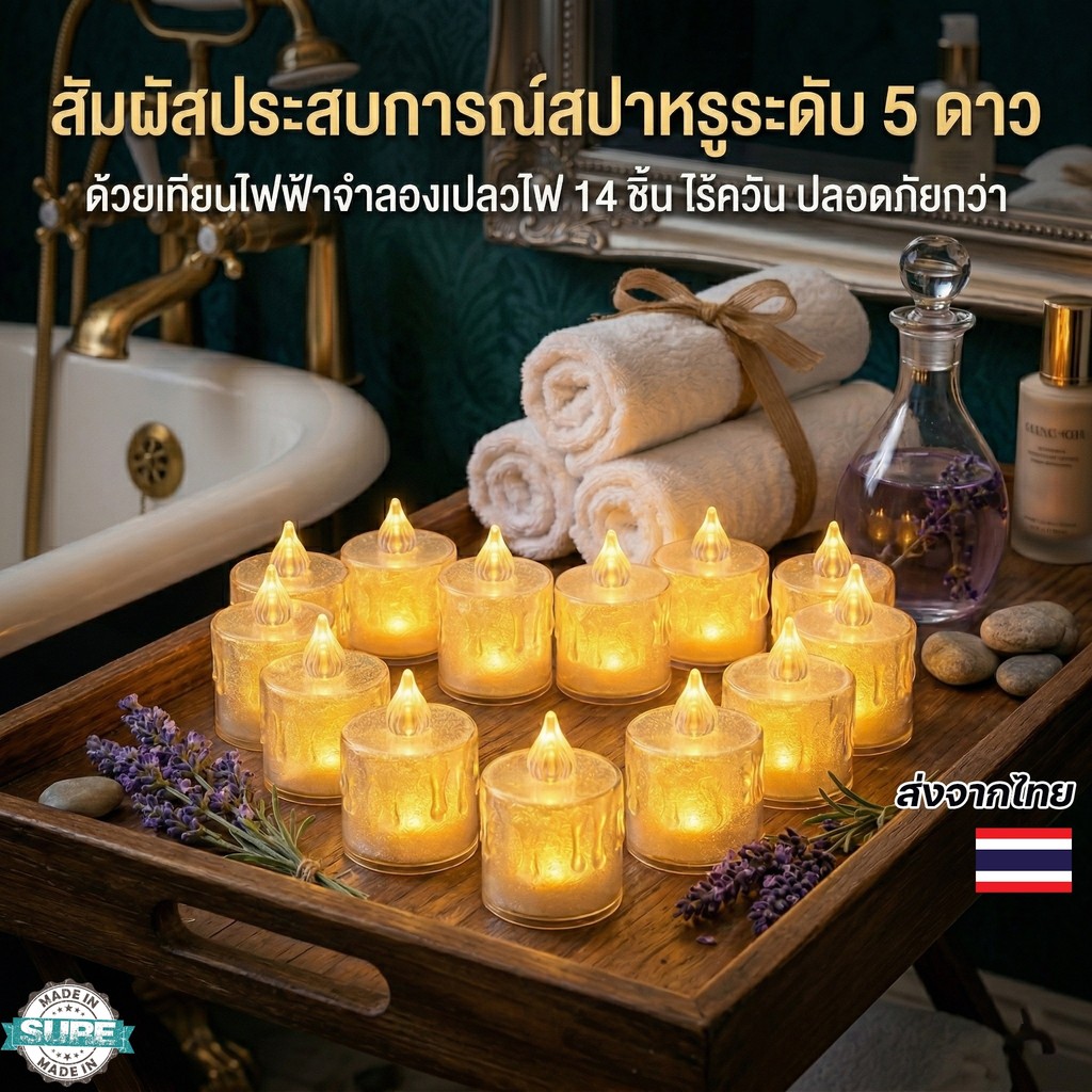 โคมไฟเทียน LED เทียนไฟฟ้า จำลองเปลวไฟ เทียนปลอม ไฟตกแต่งบ้าน แสงอบอุ่น ไม่มีควัน ปลอดภัย ใช้ได้นาน