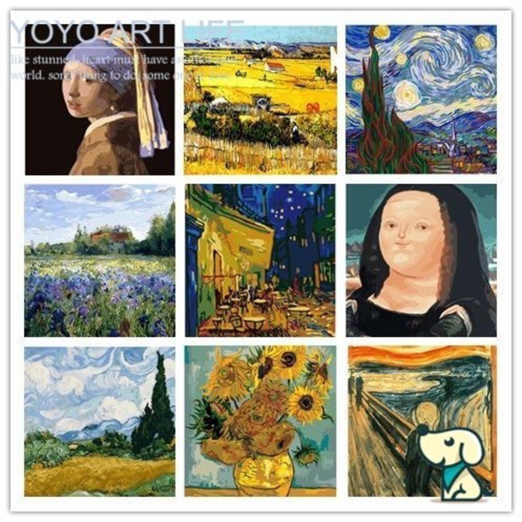DADA Aat DQ1 40x50 ซม.ภาพสีน้ํามัน diy ระบายสีตามตัวเลข ภาพวาดชื่อโลก Mona Lisa PW8