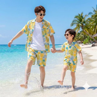 ชุดครอบครัว ฮาวาย ชุดเที่ยวทะเล ผ้าโพลีเอสเตอร์