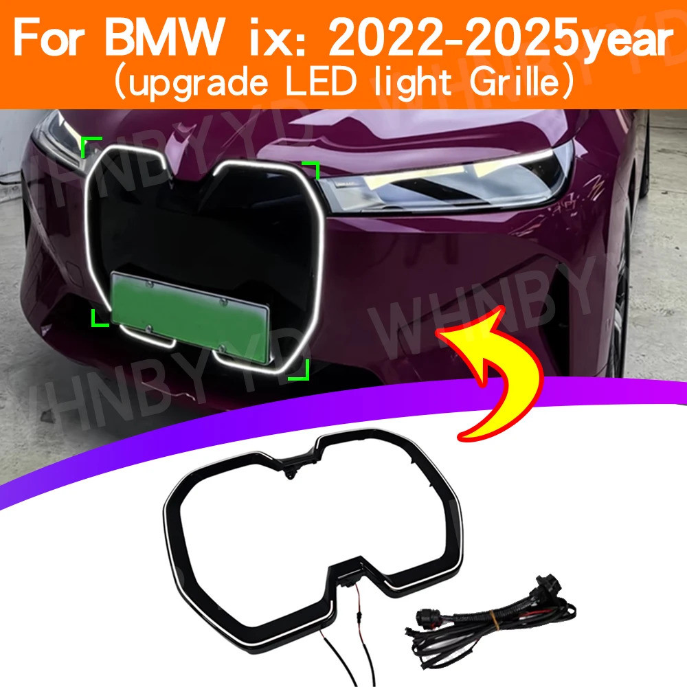 สําหรับ BMW ix luminous grille ix40 การปรับเปลี่ยนพร้อมไฟ LED สีดําสดใสกรอบปลั๊ก lossless 2022-25 รุ