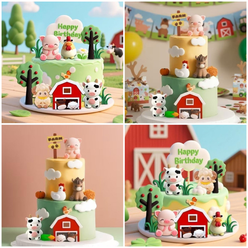 3D Farm Animal Cake Topper - ตุ๊กตาไก่น่ารักสําหรับ Barnyard & Farm Themed Celebrations