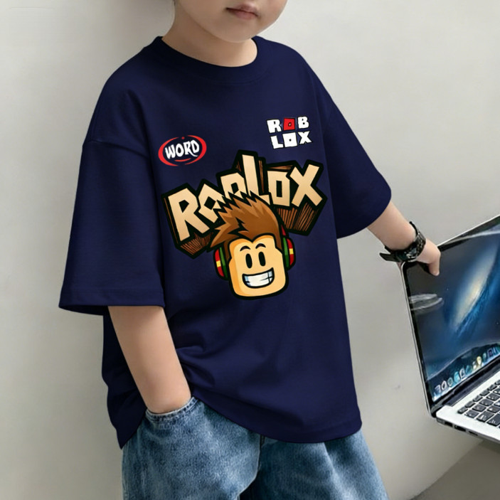 เสื้อเชิ้ตเด็กชาย ROBLOX สไตล์ใหม่สำหรับหนุ่มน้อยฤดูร้อน ไซส์ใหญ่