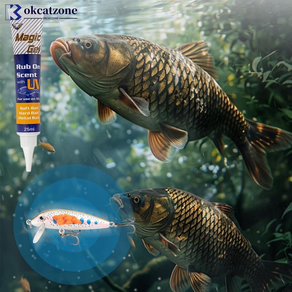 OKCATZONE 1Tube 25ML เจลดึงดูดปลาเข้มข้น รส Krill / Fishy Scent Lure สารเติมแต่งตกปลาป่า H2U6