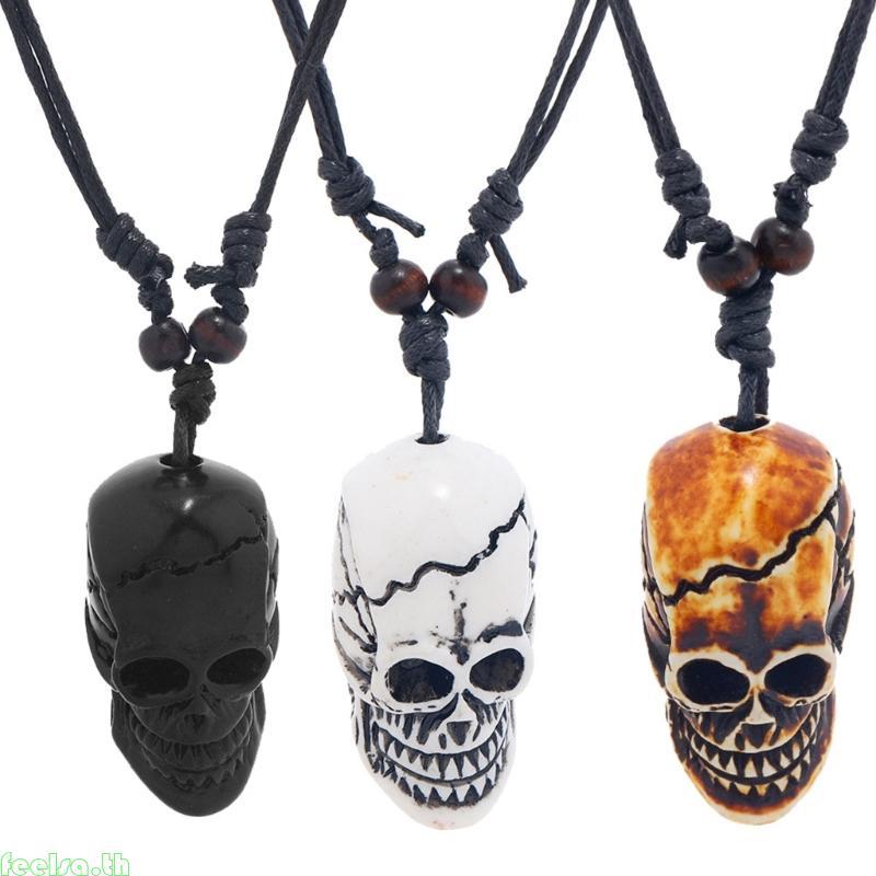 จี้สร้อยคอนามธรรมโครงกระดูก Feela Punk Skull สำหรับผู้หญิงและผู้ชาย พร้อมลายแบบโกธิก เหมาะสำหรับแฟชั่นฮาโลวีน