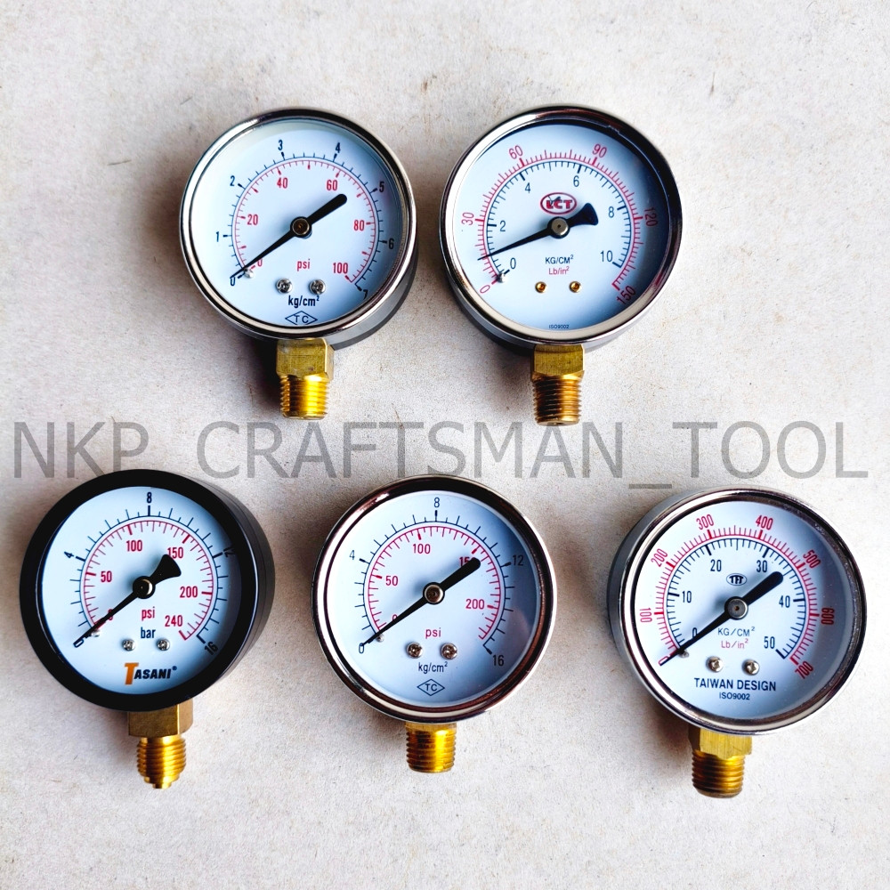 เกย์ลมวัดแรงดัน เกลียว ออกล่าง หน้า 63มิล (7Bar-170Psi) (10Bar-150Psi) (16Bar-200Psi) (16Bar-200Psi)