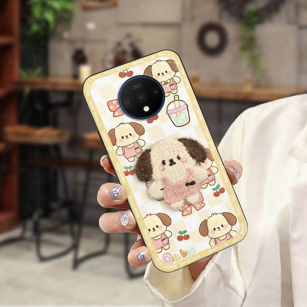ฝาหลังป้องกันเคสโทรศัพท์สําหรับ One Plus 7T/1 + 7T การออกแบบแฟชั่นกันกระแทกทนทานการ์ตูนผ้า Patch สาม