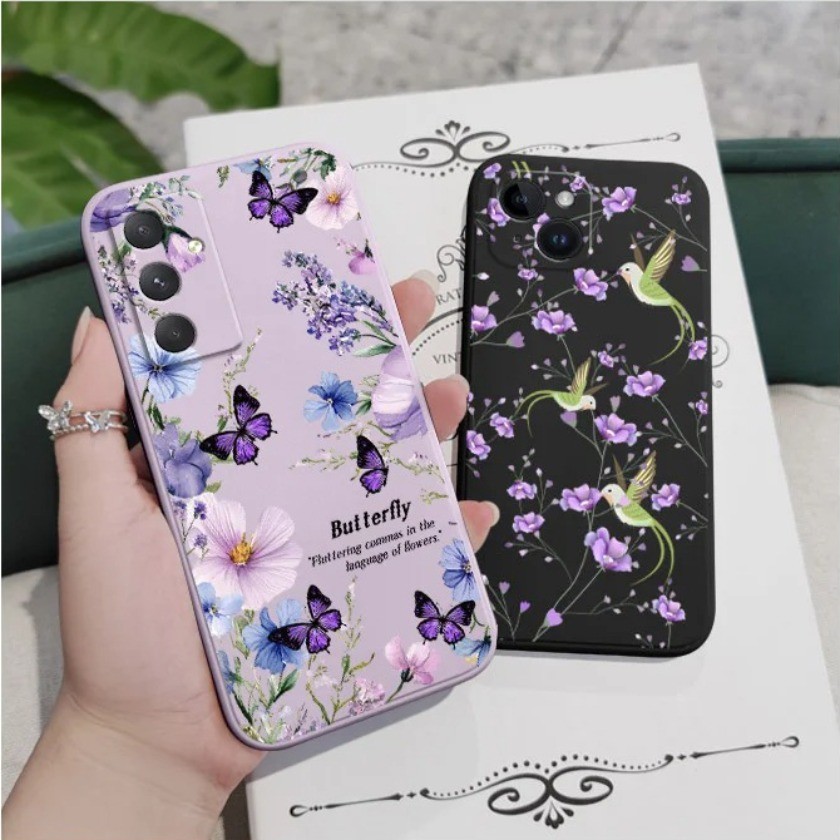 ดอกไม้สีม่วง Butterflies Fly เคสโทรศัพท์สําหรับ Xiaomi Poco C75 C71 F7 Ultra X3 M3 Pro C85x C85 F8 P