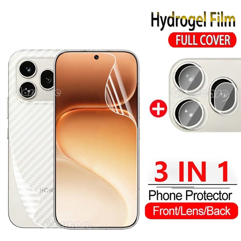 3 In 1 ด้านหน้ากลับฟิล์ม Hydrogel สําหรับ Honor 600 Pro 600Pro 600Lite 600Smart Honor600Pro 2026 Soft Hydrogel ฟิล์มหน้าจอ Full Coverage ฟิล์มด้านหน้ากล้องกลับเลนส์