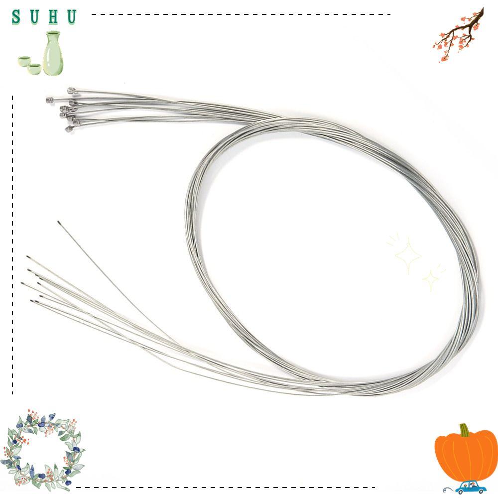 SUHU 10 ชิ้นสาย Shifter จักรยาน, 2 เมตรยาว Shifter Cables Silver Zinc-plated สายด้านในสําหรับจักรยาน Road Bike Gear Wires, สาย Derailleur ด้านหลังในสแตนเลส