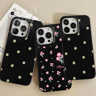 เคสไอโฟน 16 17 สำหรับ iPhone 11 13 15 12 14 Pro Max 7 16 14 15 8 Plus X XR XS Max 15 Pro เคสผิวมันลายจุดน่ารักเรียบง่าย