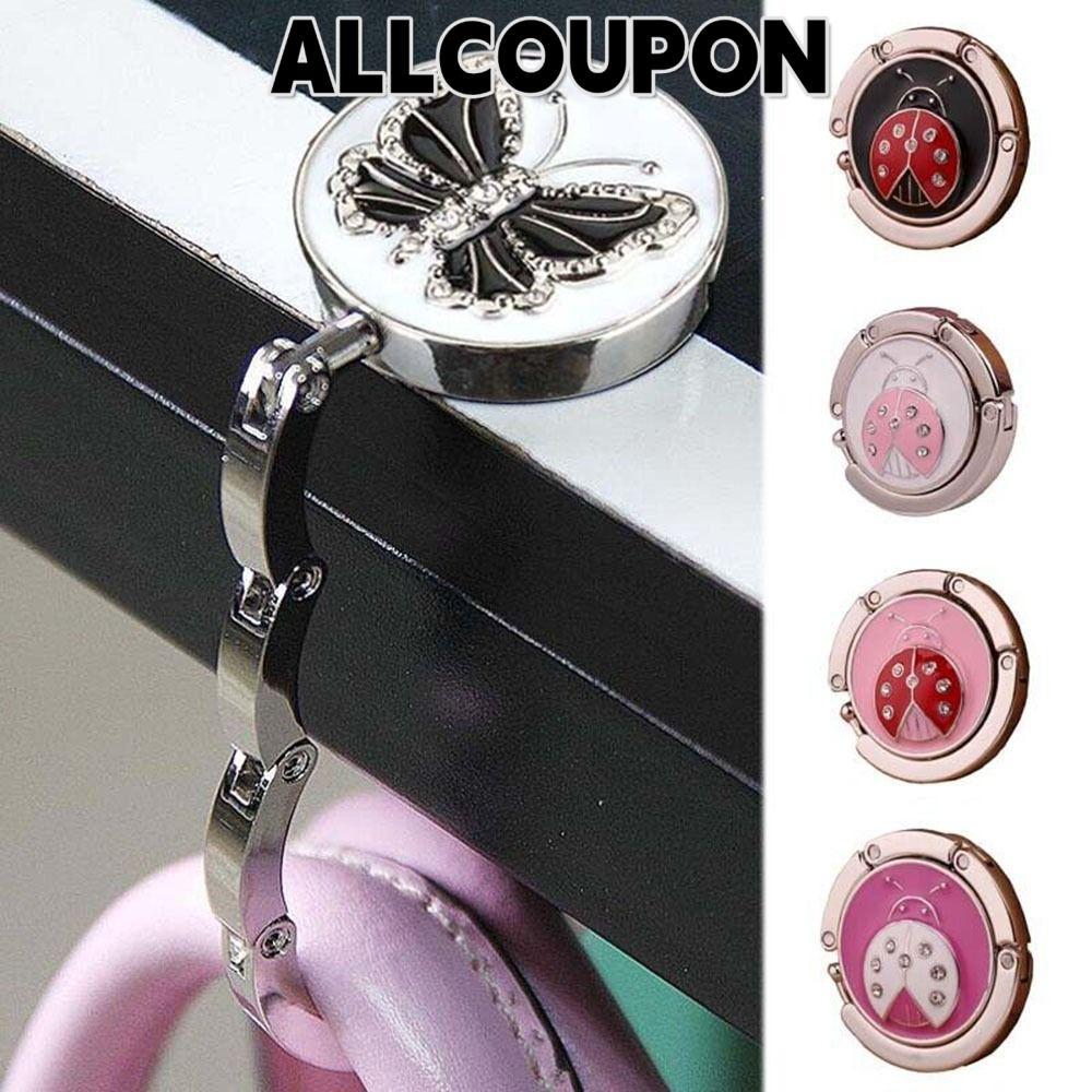 ALLCOUPON ผู้ถือกระเป๋าโลหะ Travel Table Clasp แขวนโต๊ะลายผีเสื้อพับ