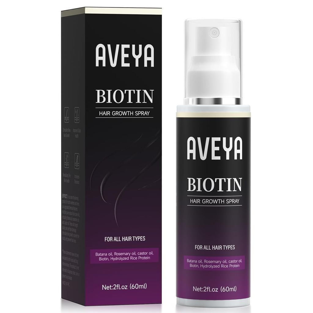 AVEYAHairGrowthSpray,forWomen&MeninfusedwithRosemaryOil,BatanaOil&BiotinforScalp–Strengthens,Thicken