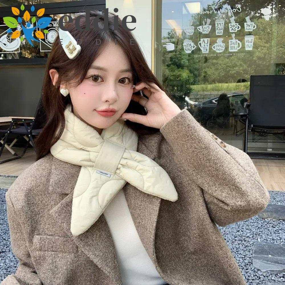 EDIE Down Neck Scarf, Keep Warm Cushion Cross Feather Scarf, Elegant Korean Style Solid Color Appare