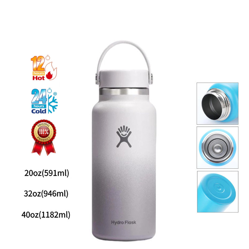 แก้วน้ําสูญญากาศ แก้วเก็บความเย็นเเละร้อน HYDRO FLASK - 20OZ 32OZ 40OZ พร้อมฝาปิดและหลอดดูด พกพาง่าย