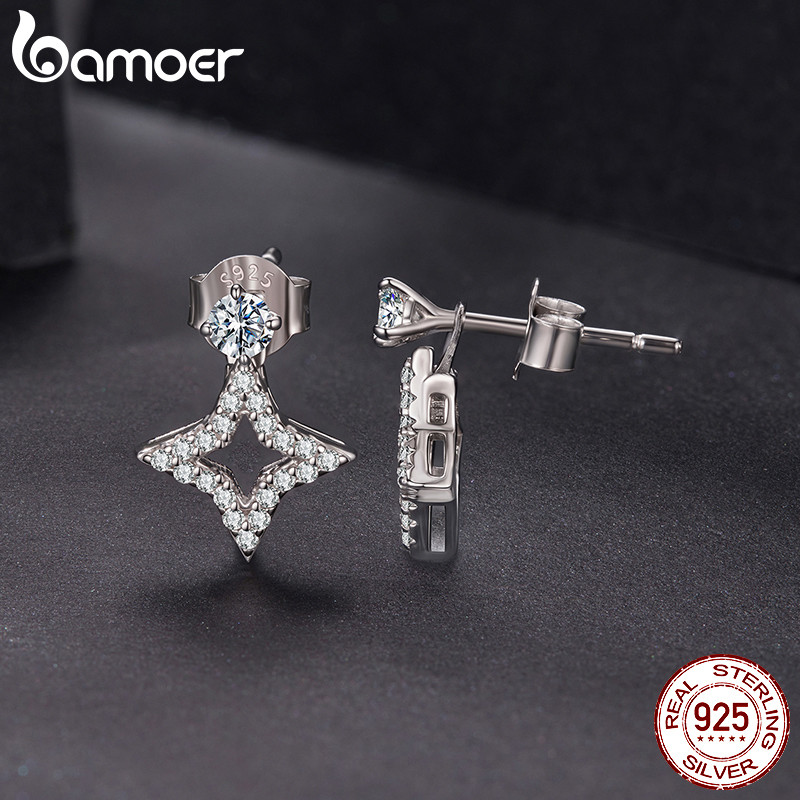Bamoer حلق نجمة فضة 925 بالمويسانيت — صورة 4