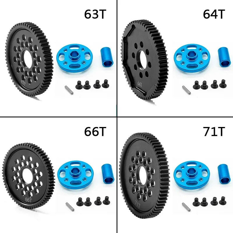 โลหะ 63T 64T 66T 68T 71T 54500 Spur Gear และ Gear Mount ชุดเกียร์ความเร็วสูงสําหรับ Tamiya TT-02 TT02 1/10 RC รถอะไหล่อัพเกรด