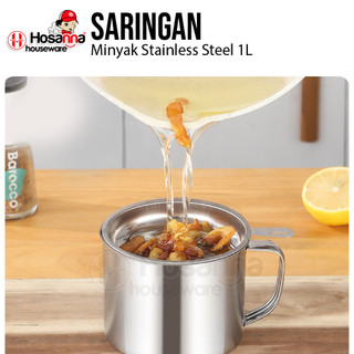 Oil Pot Stainless Steel 1 Liter / Tempat Minyak Goreng Bekas + Saringan