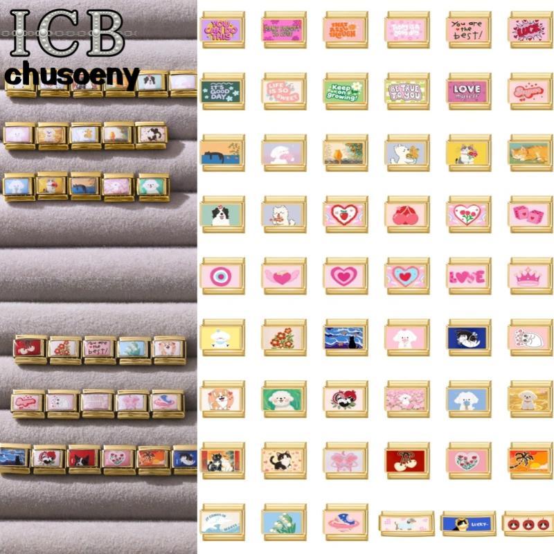 สร้อยข้อมือcharmสีทองอิตาเลียน ขนาด9มม. สแตนเลส DIY เสริมบุคลิกภาพ