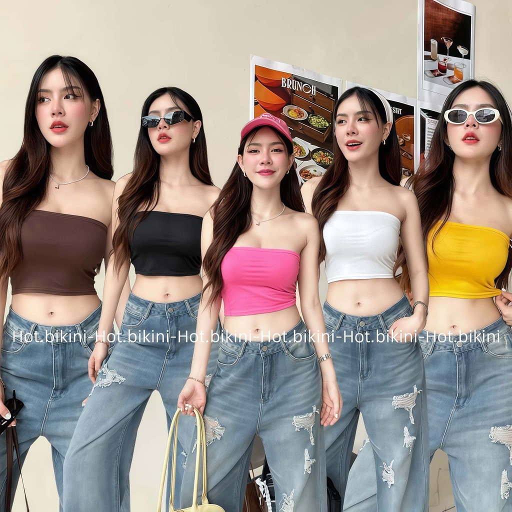 Hot.Bikini🌴🏖️เกาะอก เสื้อครอป เกาะอกy2k เซ็กซี่ เว้าหลัง เข้ารูป dailywear ผ้านิ่ม สบาย แฟชั่น สีพื้น พร้อมส่งจากไทย