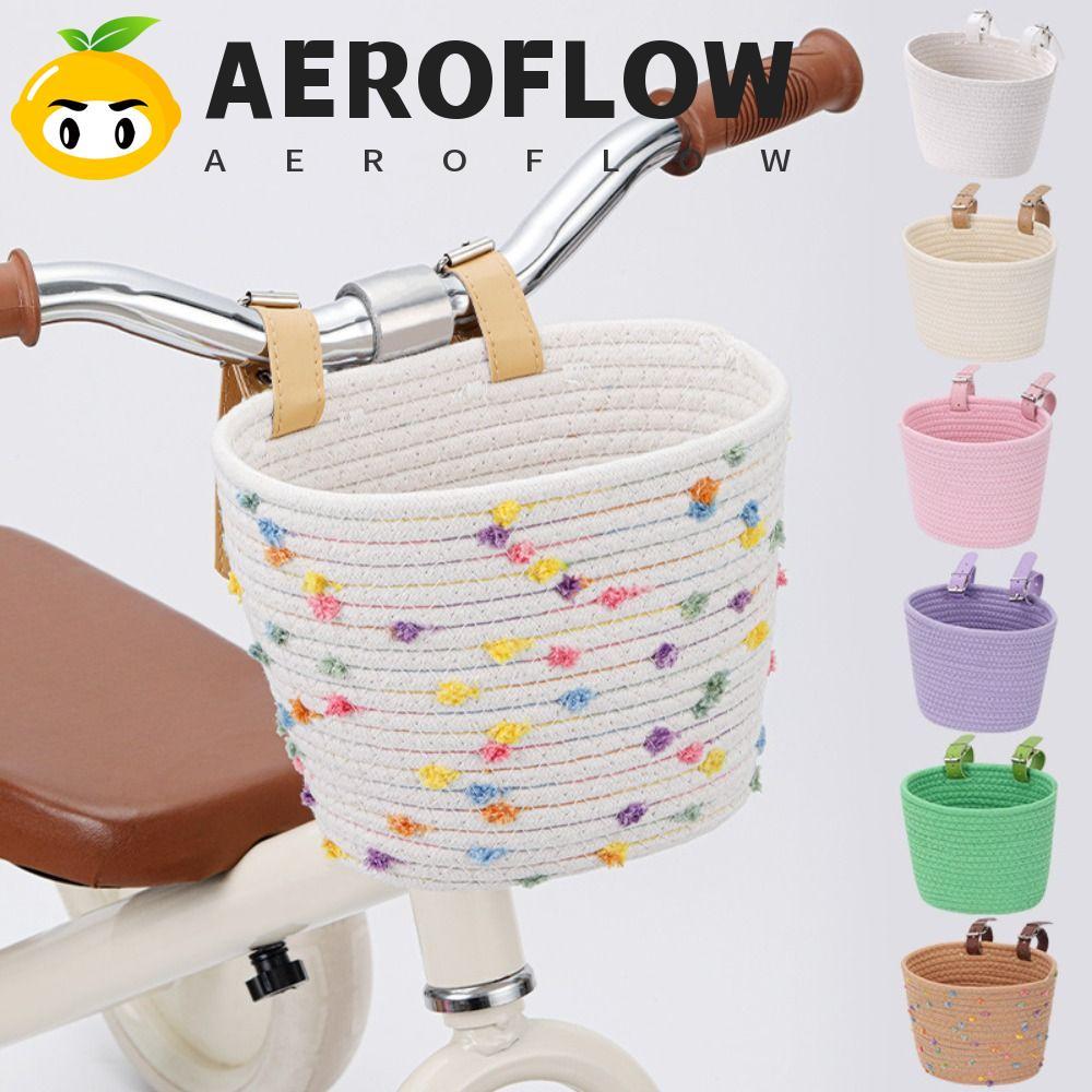 AEROFLOW ตะกร้าจักรยาน, ตะกร้าหน้าแฮนด์ความจุขนาดใหญ่แบบปรับได้, การ์ตูนแบบถอดได้ออกแบบน้ําหนักเบาจุดหลากสีผู้ให้บริการจักรยานกระเป๋าชายหญิง