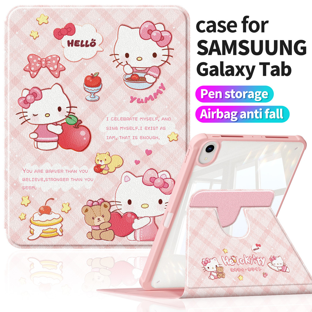 เคส Samsung Galaxy Tab S9 FE 10.9 | S9 FE+ 12.4" หนัง PU กราฟฟิตีสร้างสรรค์ | หลับอัตโนมัติ/ตื่น | Tab S9 11" Tab S8 อะคริลิค 360° ก1589爱心猫咪