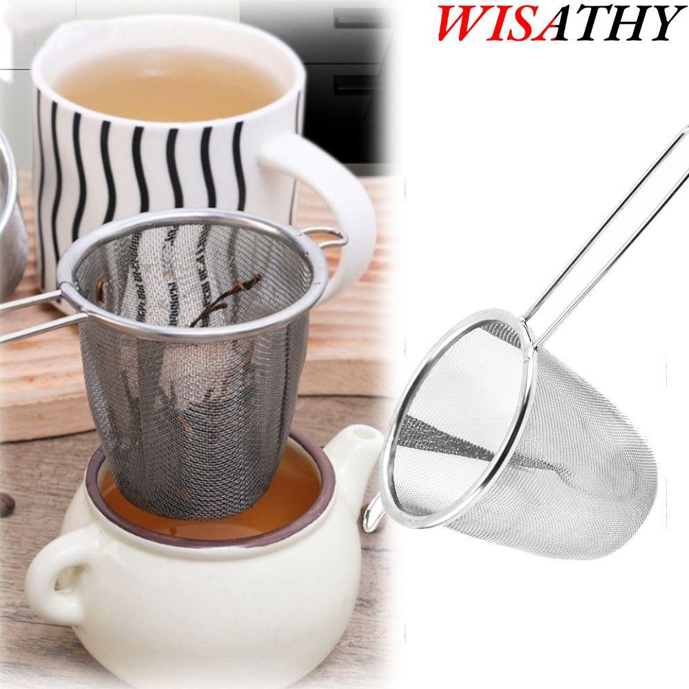 WISATHY   ตัวกรองชา,พร้อมมือหลวมใบกระจายชาสแตนเลสกรองชา,เครื่องมือครัวที่ทนทานตาข่ายละเอียดพิเศษป้องกันการเผาตาข่ายกรอง