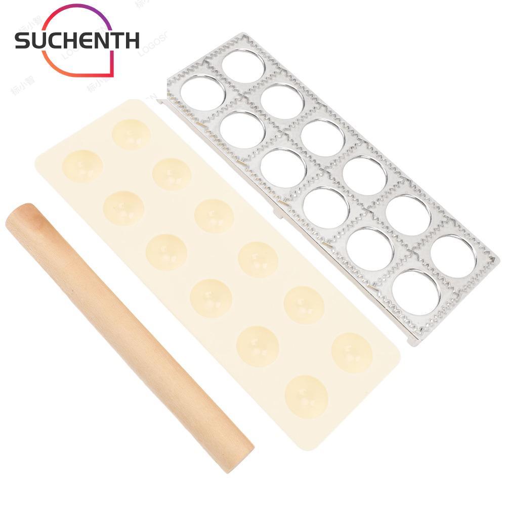 SUCHENTH Ravioli Press Maker, 12 Cavity พลาสติก Ravioli Cutter, Dumpling Making เครื่องมืออลูมิเนียม