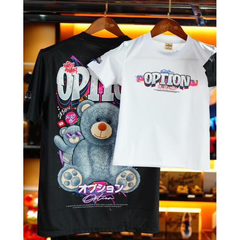 เสื้อยืด ผ้ามันพิมพ์ลาย Bear Option 2025 เด็กเล็ก / เด็กโต  S-3XL/100-150