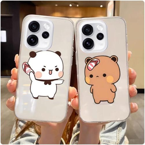 สําหรับ OPPO Reno 15 Pro 5G กรณีปลอกคู่ Clear Soft Bear bubu และ dudu น่ารักฝาครอบคู่ Reno 14 14F Pro 13 13F 12 Pro กรณี