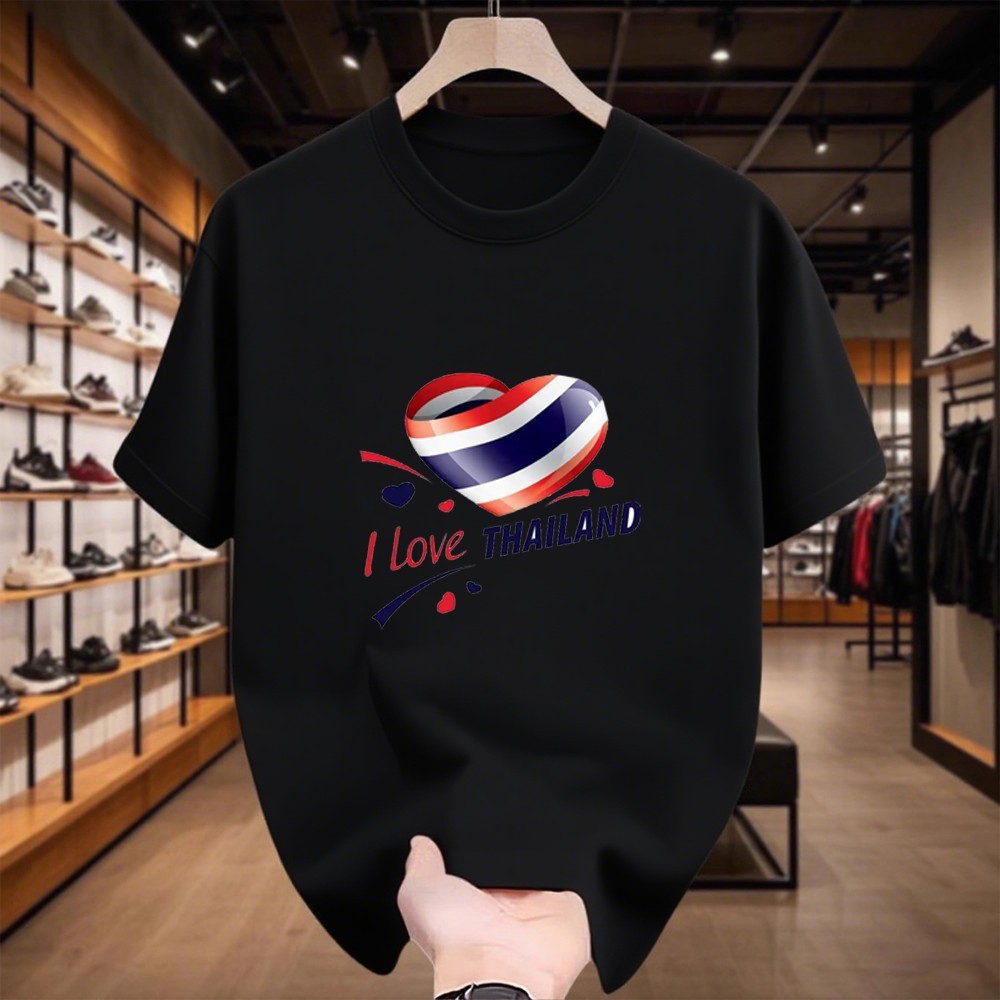 YOUNG T🔥🔥M~3XL สไตล์ไทยคอกลมแขนสั้นTHAILANDธงชาติพิมพ์ลายเสื้อยืด oversizeM-3XLรหัสunisexวันชาติเสื้