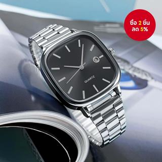 บุรุษย้อนยุคคลาสสิกสแควร์หน้าปัดนาฬิกาควอตซ์วันที่แสดงสวมใส่…