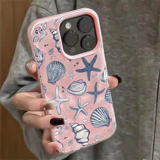 เคส TPU ลายเปลือกหอยแฟนตาซีรูปดาวสีฟ้า สำหรับ IPhone 16 17 air 15 14 6 6s Plus XR 11 16 13 15 14 12 Pro Max X XS MAX