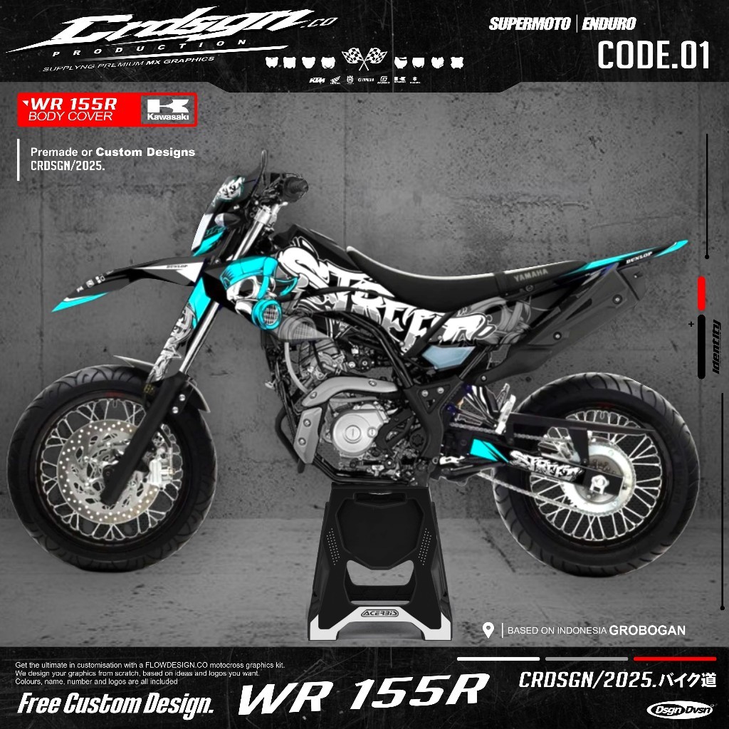 Decal WR 155 R 2025 Full body Supermoto Free Custom - สติ๊กเกอร์รูปลอก Motor Cross Yamaha WR 155 Coo