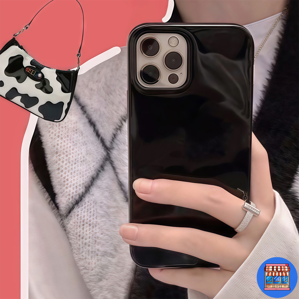 ส่งของเร็ว เคสสำหรับไอโฟน13 เคสสีขาวดำ แบบเรียบ สดใส เคสวาวเยลลี่ For iPhone12 13 14ProMAX 16 15PLUS