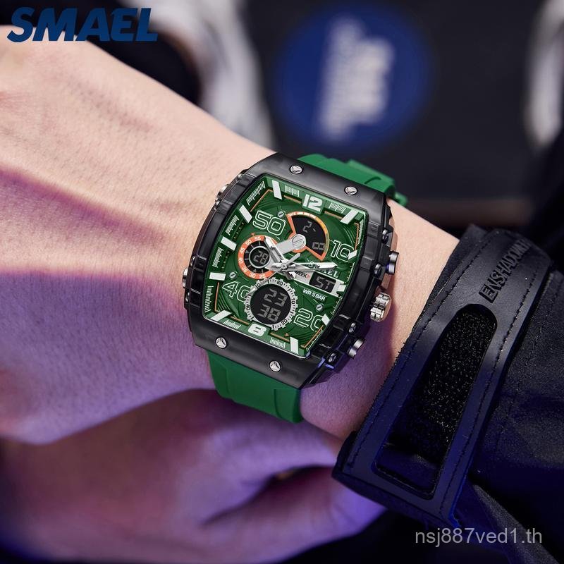 นาฬิกาอิเล็กทรอนิกส์สำหรับผู้ชาย SMAEL เหมาะสำหรับนักเรียนและกีฬา กันน้ำ เรืองแสงในที่มืด มัลติฟังก์