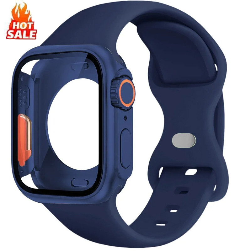 เปลี่ยนเป็นเคส พีซี แบบแข็งเป็นพิเศษ + สายรัดซิลิโคนเข้ากันได้สําหรับ แอปเปิล ดู 46 มม. 42 มม. 45 มม. 44 มม. 40 มม. 41 มม. 11 10 9 8 7 6 กับ - รูปที่ 3