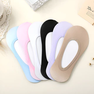 『Brelira』ไม่โชว์ มองไม่เห็น ถุงเท้า ผู้หญิง กันลื่น สีพื้น ระบายอากาศ กากี ถุงเท้าผิว