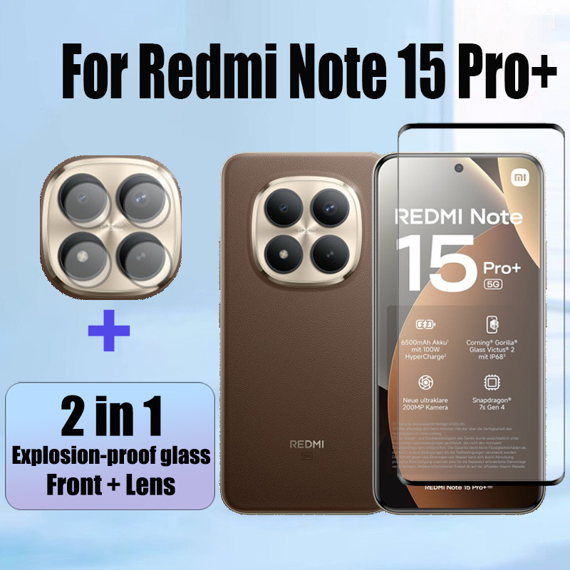2 in 1 HD ป้องกันหน้าจอ สำหรับ กระจกนิรภัยสําหรับ สำหรับ Xiaomi Redmi Note 15 Pro+ 14 13 Pro Plus 5G Anti-impact Glass ฟิล์ม กันรอยหน้าจอ สำหรับ ฟิล์มกระจก & ฟิล์มกล้อง