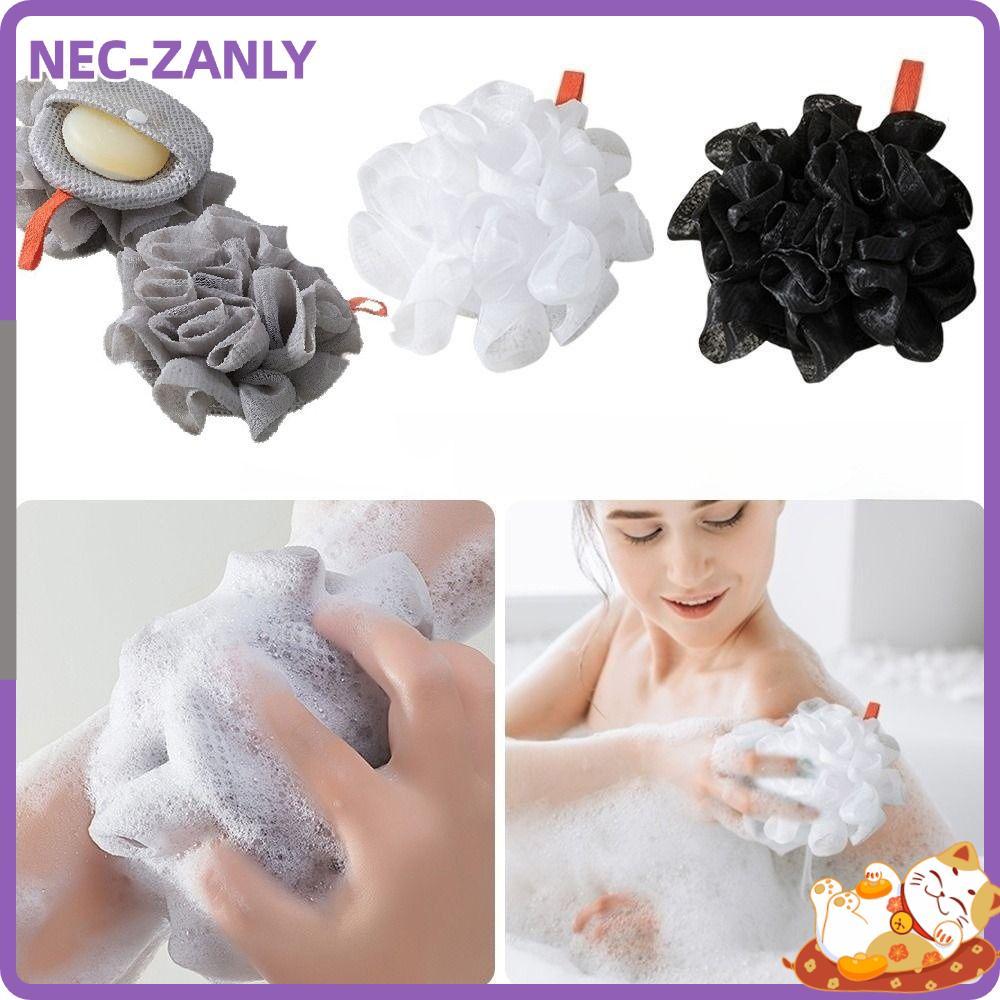 NEC-ZANLY ถุงตาข่ายโฟมสบู่, Exfoliating Bath Foaming 2in1 Foaming Soap Bag, Sponge Portable Thicken 