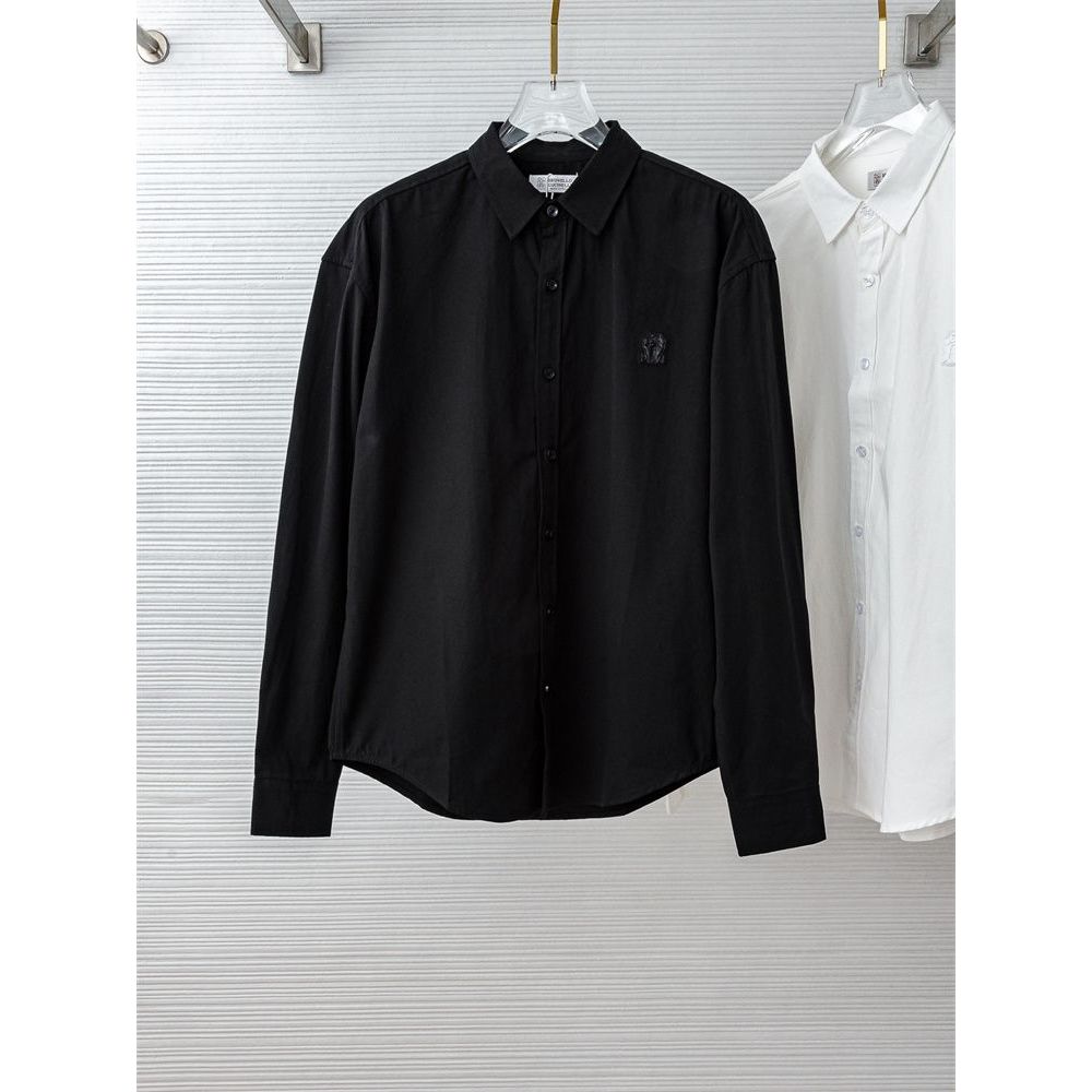 Y3CJ BC Brun Autumn and Winter New High-End Business Men's Lapel Button logo Oxford Cloth Long Sleev