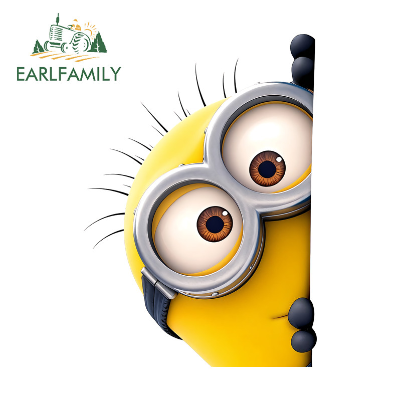 EARLFAMILY Minions Peekking สติกเกอร์รถน่ารักรถบรรทุก Caravan ด้านหลังกระจก Decal Creative Occlusion